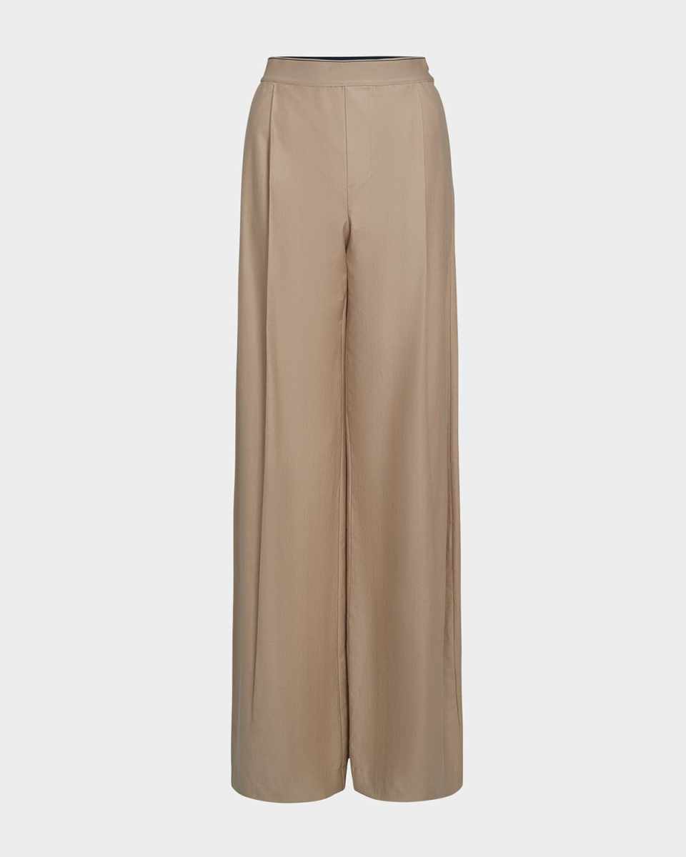 Mid-Rise Pleated Wide-Leg Pants